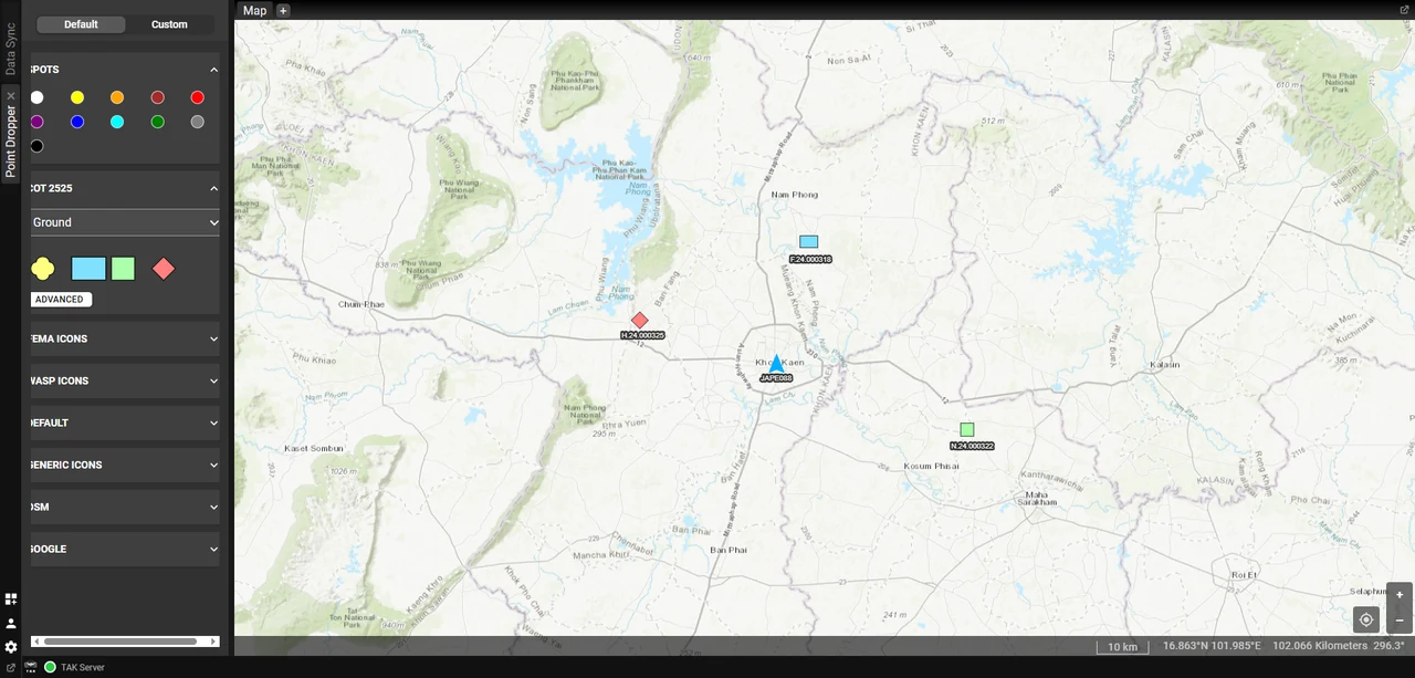 ภาพหน้าจอ WebTAK ในเว็บเบราว์เซอร์