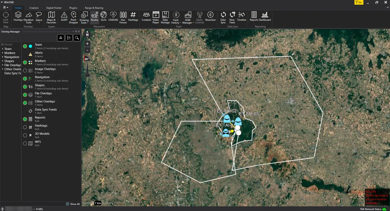 ภาพหน้าจอ WinTAK บนคอมพิวเตอร์ Windows